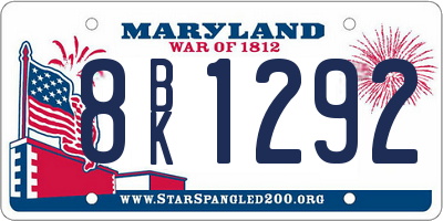 MD license plate 8BK1292