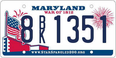 MD license plate 8BK1351