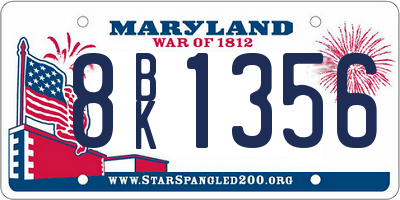 MD license plate 8BK1356