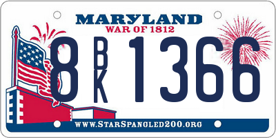 MD license plate 8BK1366
