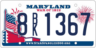 MD license plate 8BK1367
