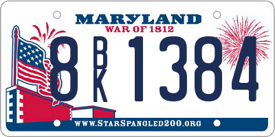MD license plate 8BK1384