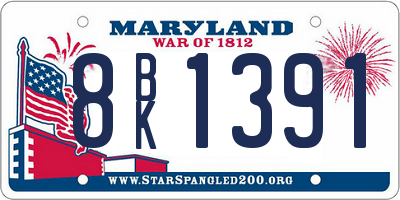 MD license plate 8BK1391