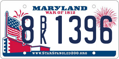 MD license plate 8BK1396