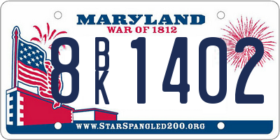 MD license plate 8BK1402