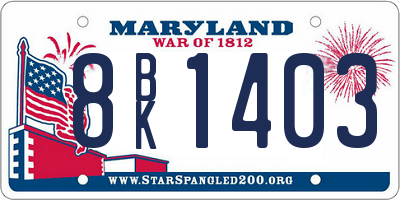 MD license plate 8BK1403