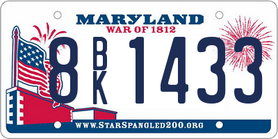MD license plate 8BK1433