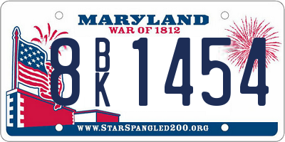 MD license plate 8BK1454