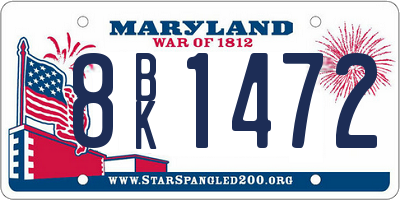 MD license plate 8BK1472