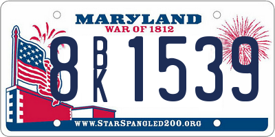 MD license plate 8BK1539