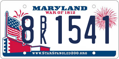 MD license plate 8BK1541