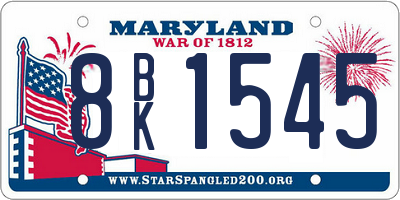 MD license plate 8BK1545