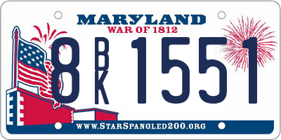 MD license plate 8BK1551