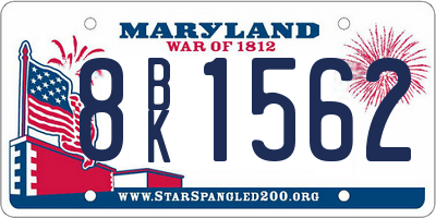 MD license plate 8BK1562