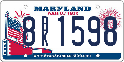 MD license plate 8BK1598