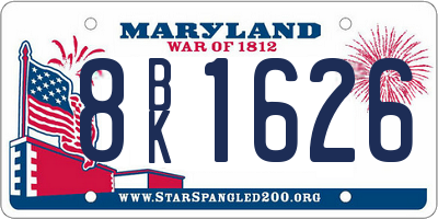 MD license plate 8BK1626