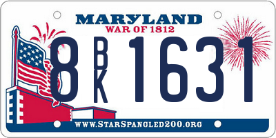 MD license plate 8BK1631