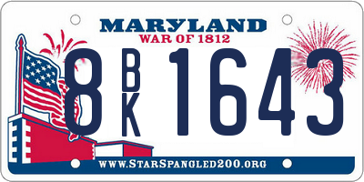 MD license plate 8BK1643