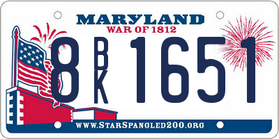 MD license plate 8BK1651