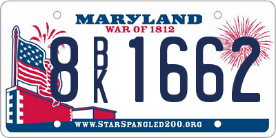 MD license plate 8BK1662