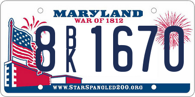 MD license plate 8BK1670