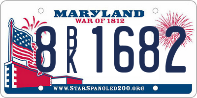 MD license plate 8BK1682