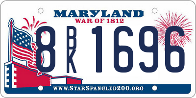 MD license plate 8BK1696