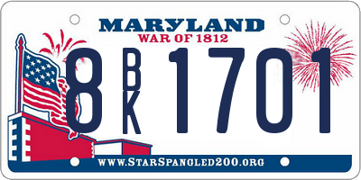 MD license plate 8BK1701