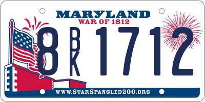 MD license plate 8BK1712