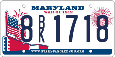 MD license plate 8BK1718
