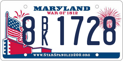 MD license plate 8BK1728