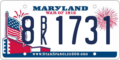 MD license plate 8BK1731