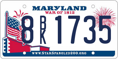 MD license plate 8BK1735
