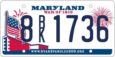 MD license plate 8BK1736