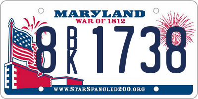 MD license plate 8BK1738