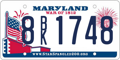 MD license plate 8BK1748