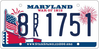 MD license plate 8BK1751