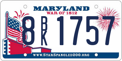 MD license plate 8BK1757