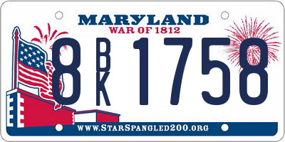 MD license plate 8BK1758