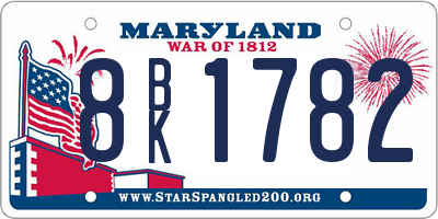MD license plate 8BK1782