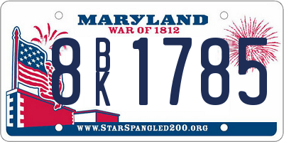MD license plate 8BK1785