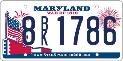 MD license plate 8BK1786
