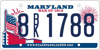 MD license plate 8BK1788