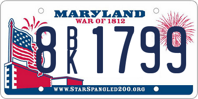 MD license plate 8BK1799
