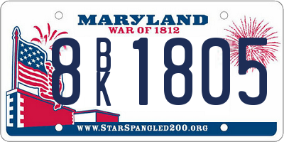 MD license plate 8BK1805