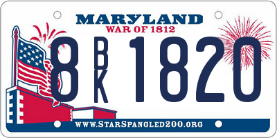 MD license plate 8BK1820