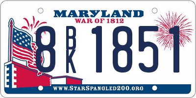 MD license plate 8BK1851