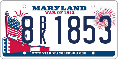MD license plate 8BK1853