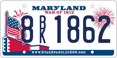 MD license plate 8BK1862