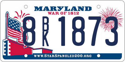 MD license plate 8BK1873